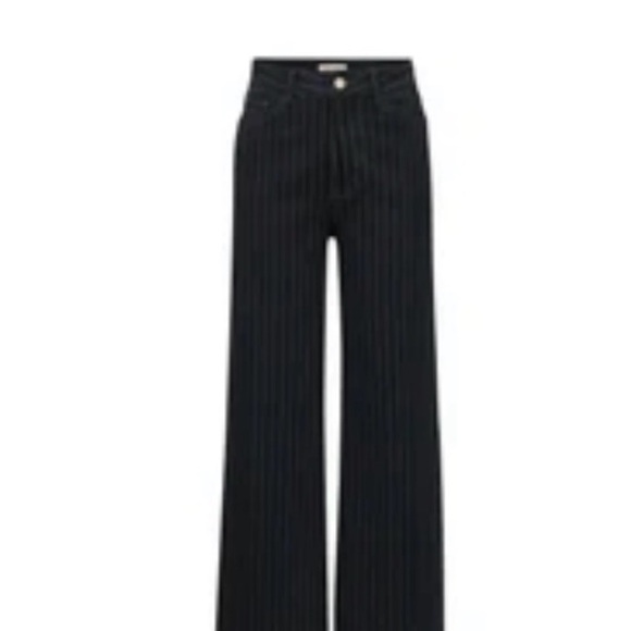 Warp + Weft Pants - Warp + Weft NCE Wide leg jeans in Black pinstripe